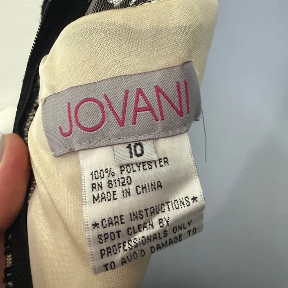 Jovani Black and Cream Lace Maxi Dress - Evening Gown - Size 10 - Picture 15 of 16